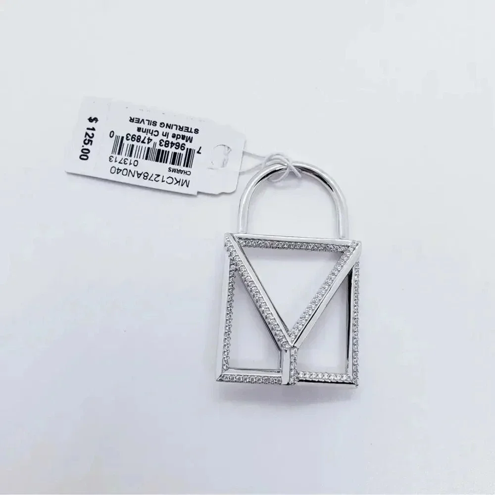 NWT Michael Kors Sterling Silver Oversized Lock Charm